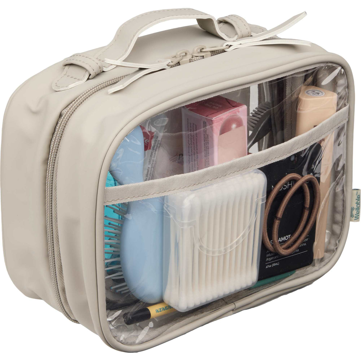 Wellable Clear Toiletry Case with Grab Handle Transfer - Gray - Propped