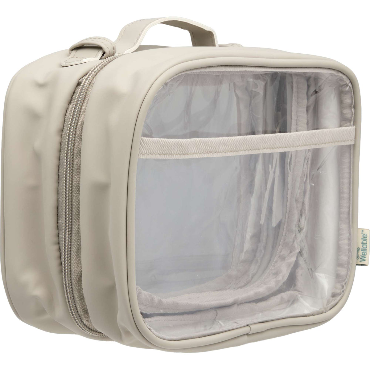 Wellable Clear Toiletry Case with Grab Handle Transfer - Gray - Right Angle