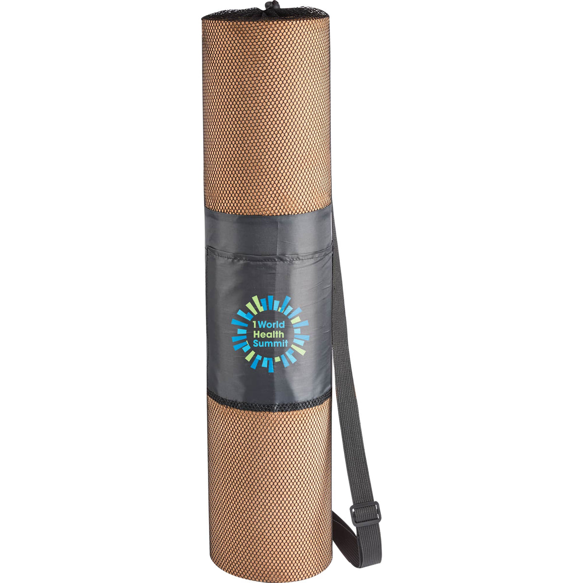Wellable Cork Yoga Mat with Mesh Carry Pouch, 6mm - Natural - Front