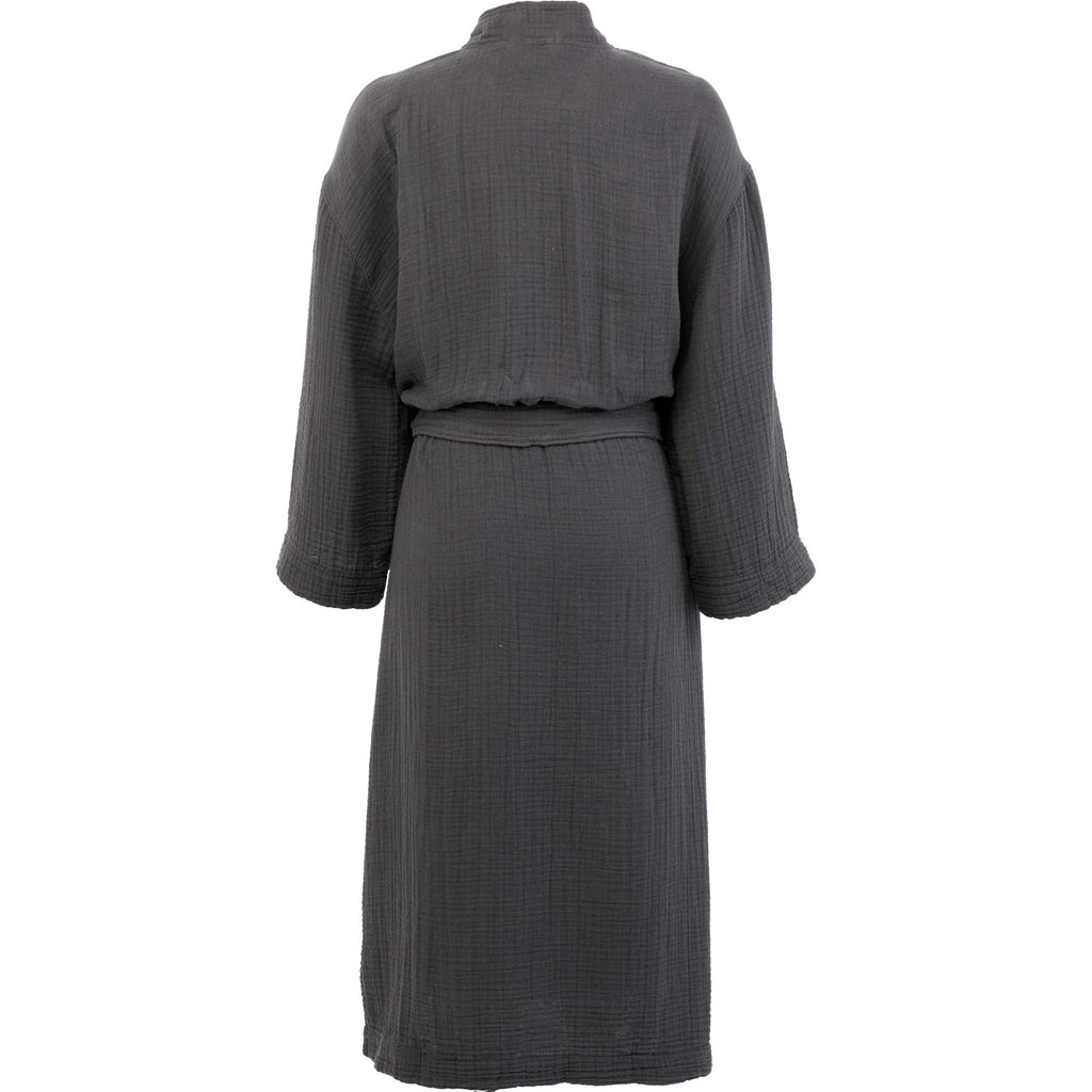 Wellable Cotton Muslin Robe Embroidery - Grey Storm - Back