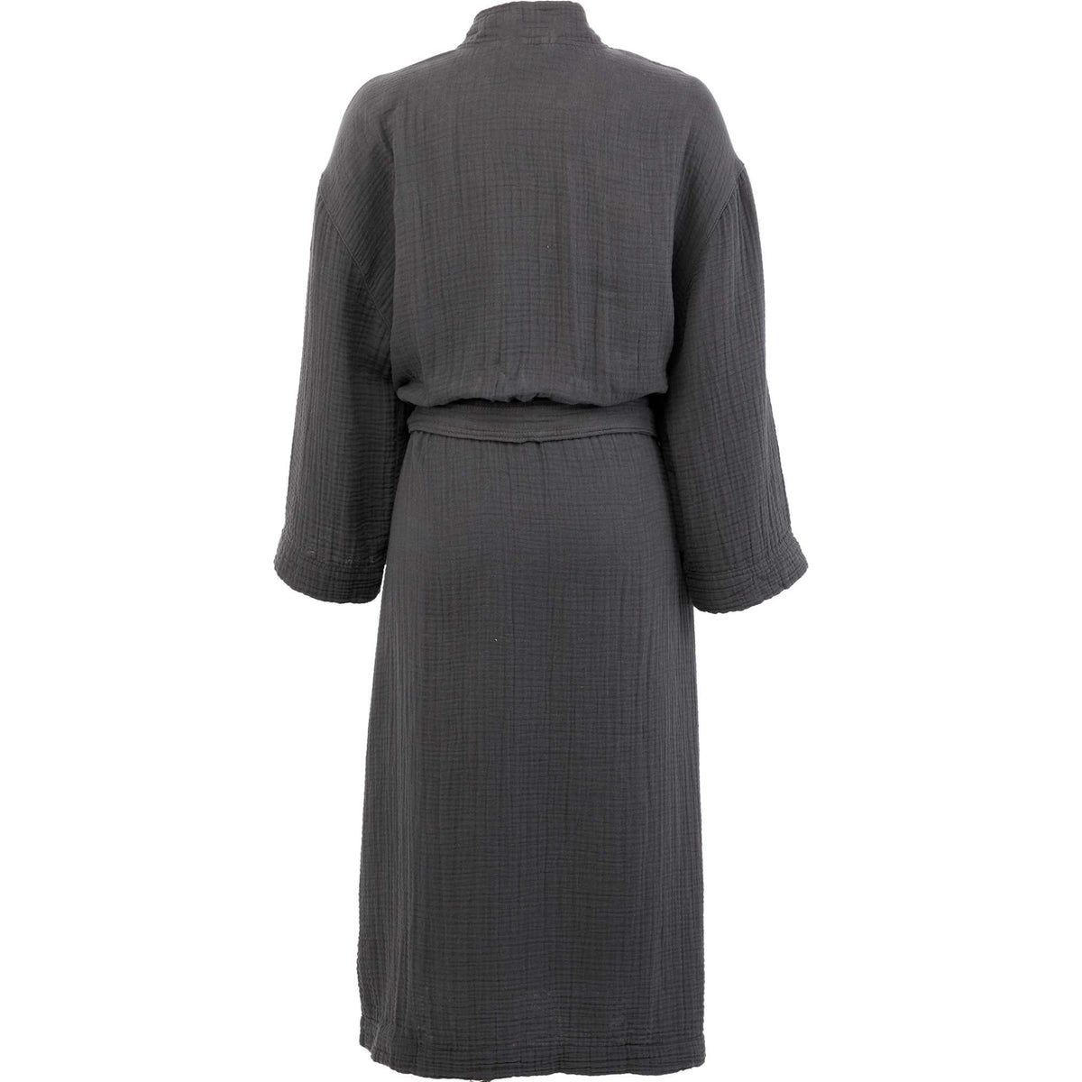 Wellable Cotton Muslin Robe Embroidery - Grey Storm - Back