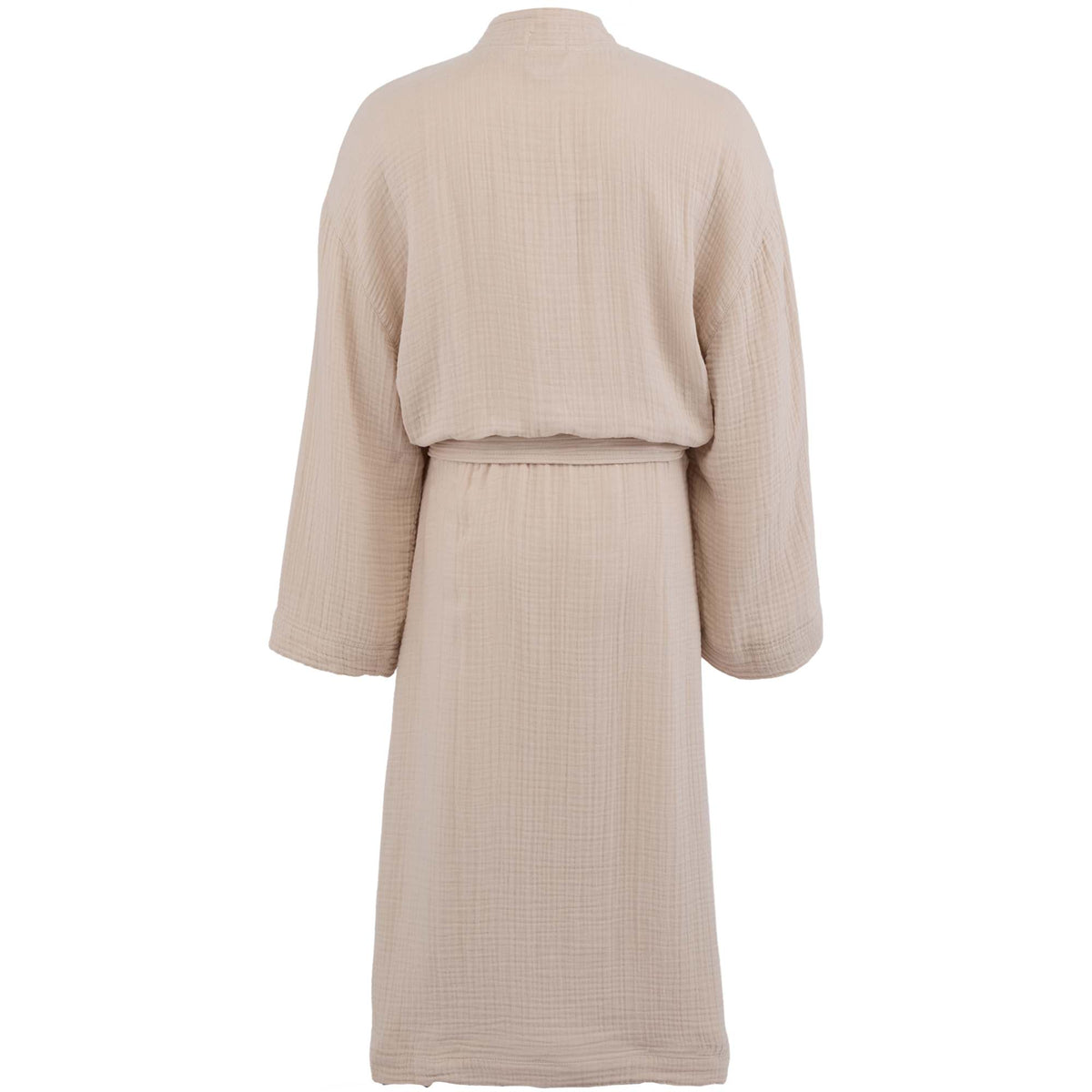 Wellable Cotton Muslin Robe Embroidery - Stone - Back