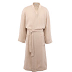 Wellable Cotton Muslin Robe Embroidery - Stone - Front