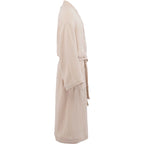 Wellable Cotton Muslin Robe Embroidery - Stone - Left Side