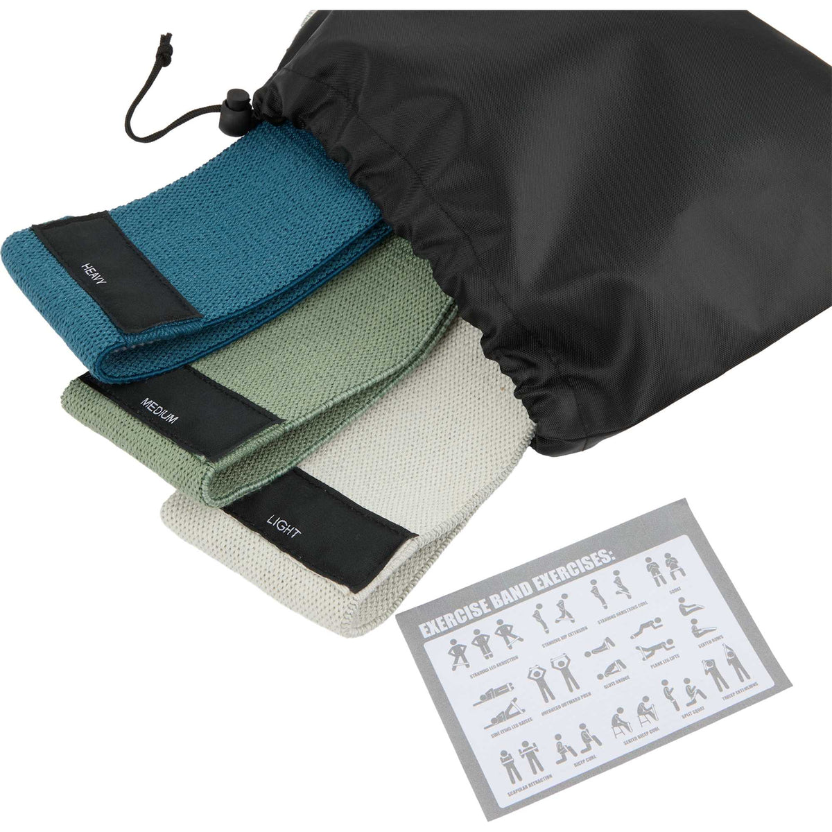 Wellable Fabric Resistance Band Set, 3 Pieces Transfer - Black - Detail