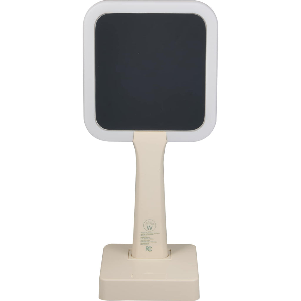 Wellable Lighted Magnifying Mirror with Stand and Phone Holder Full Color - Cream - Back