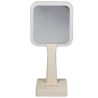 Wellable Lighted Magnifying Mirror with Stand and Phone Holder Full Color - Cream - Front