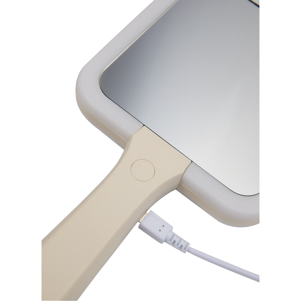 Wellable Lighted Magnifying Mirror with Stand and Phone Holder Full Color - Cream - Right Angle Detail 2
