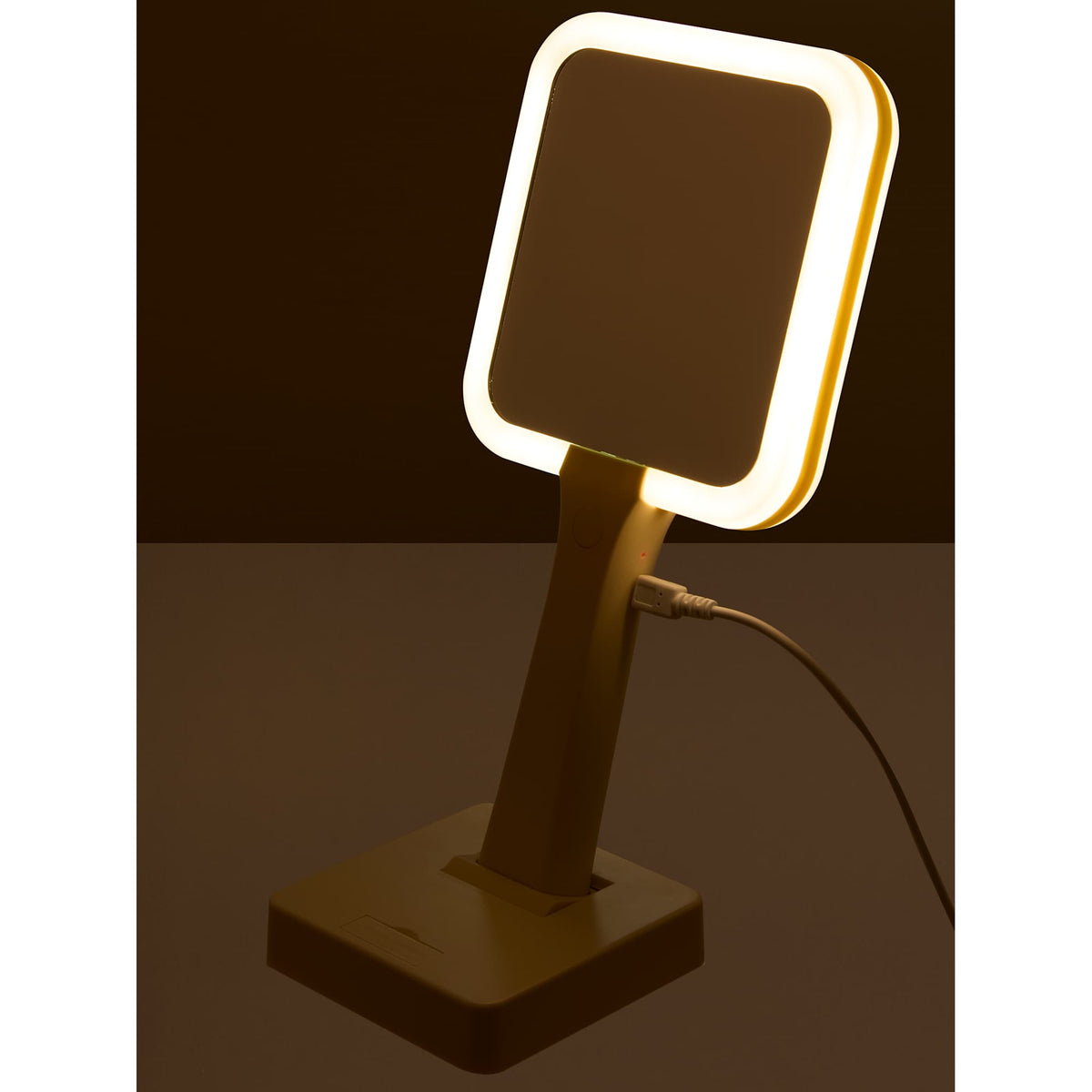 Wellable Lighted Magnifying Mirror with Stand and Phone Holder Full Color - Cream - Right Angle Detail 3