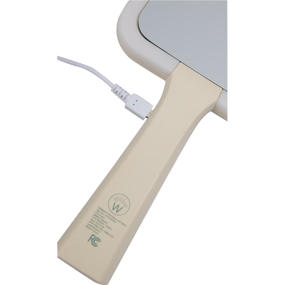 Wellable Lighted Magnifying Mirror with Stand and Phone Holder Full Color - Cream - Right Angle Detail