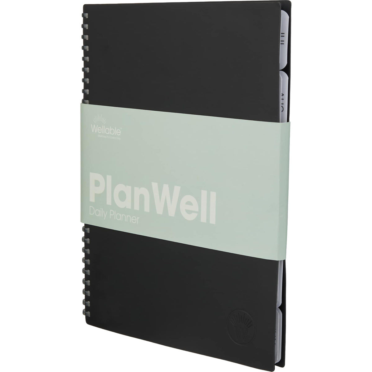 Wellable Plan Well Undated Planner, 7 x 10 Inches Debossing - Black - Left Angle