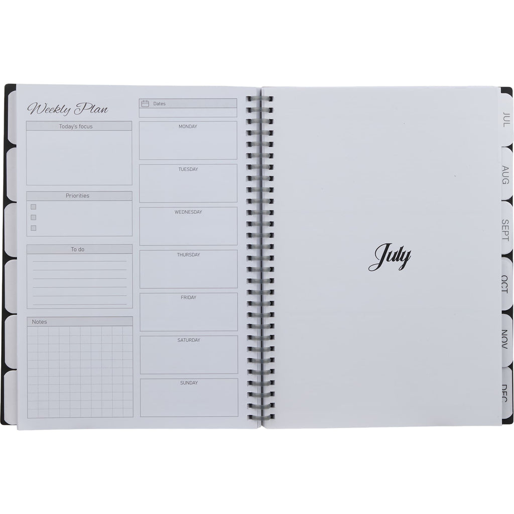 Wellable Plan Well Undated Planner, 7 x 10 Inches Debossing - Black - Open