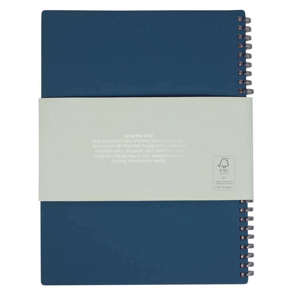 Wellable Plan Well Undated Planner, 7 x 10 Inches Debossing - Navy - Back