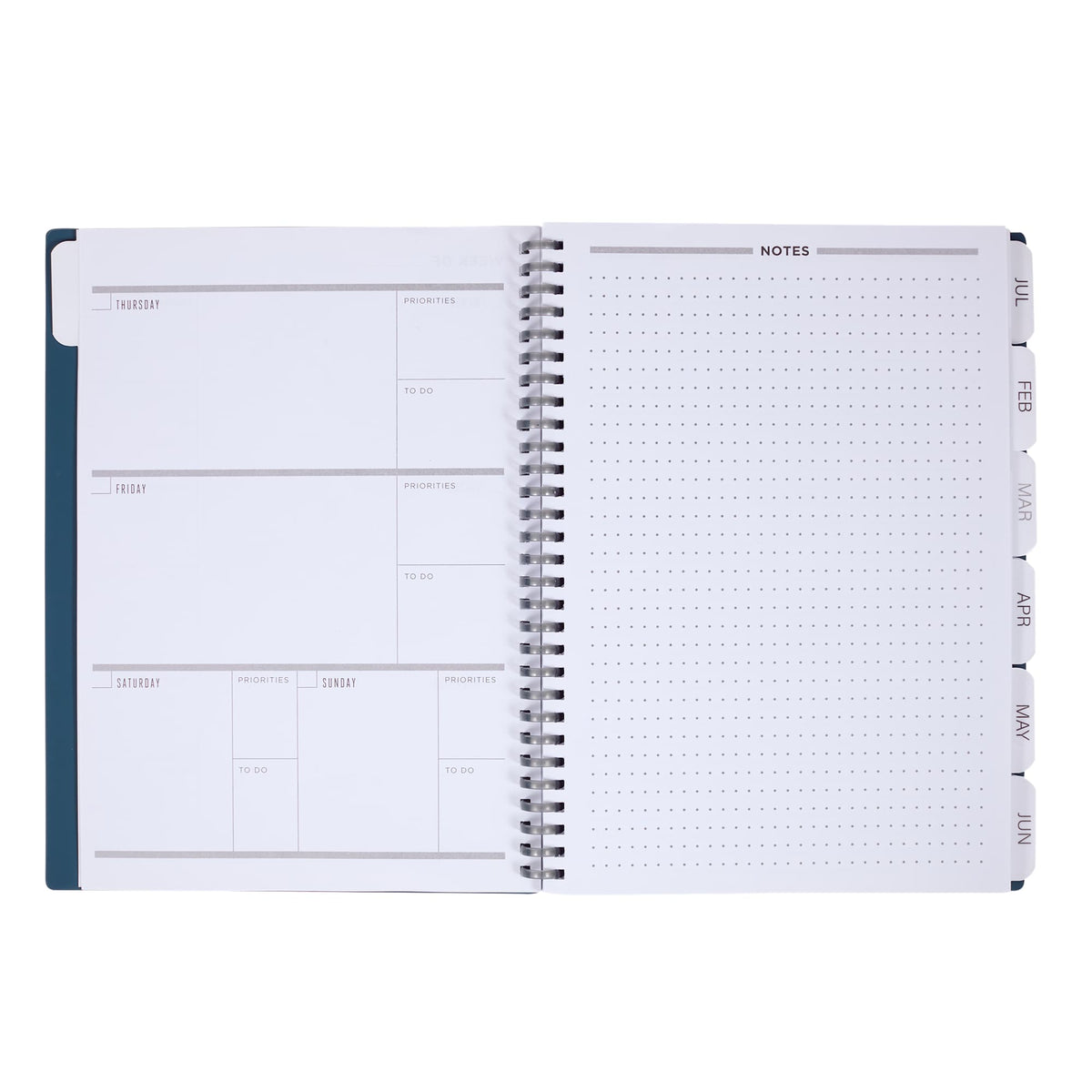 Wellable Plan Well Undated Planner, 7 x 10 Inches Debossing - Navy - Open 5