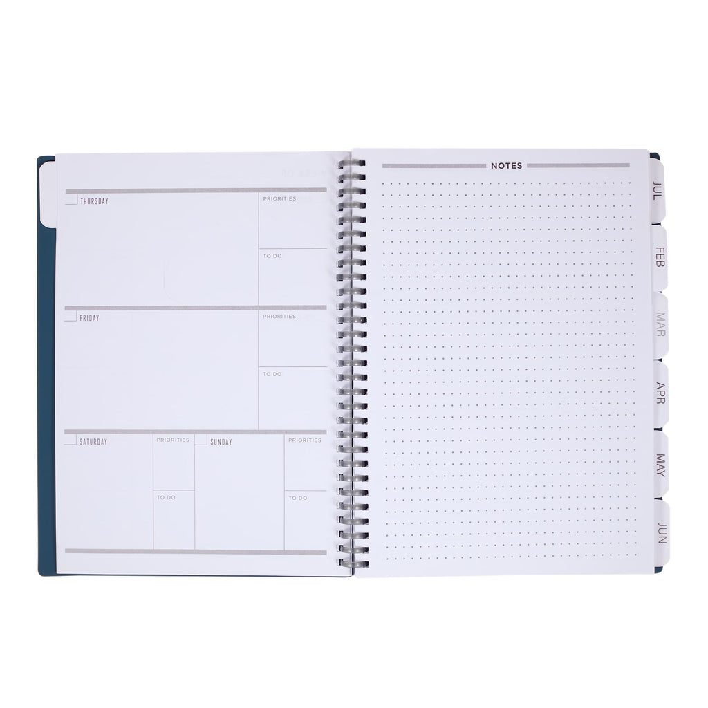 Wellable Plan Well Undated Planner, 7 x 10 Inches Debossing - Navy - Open
