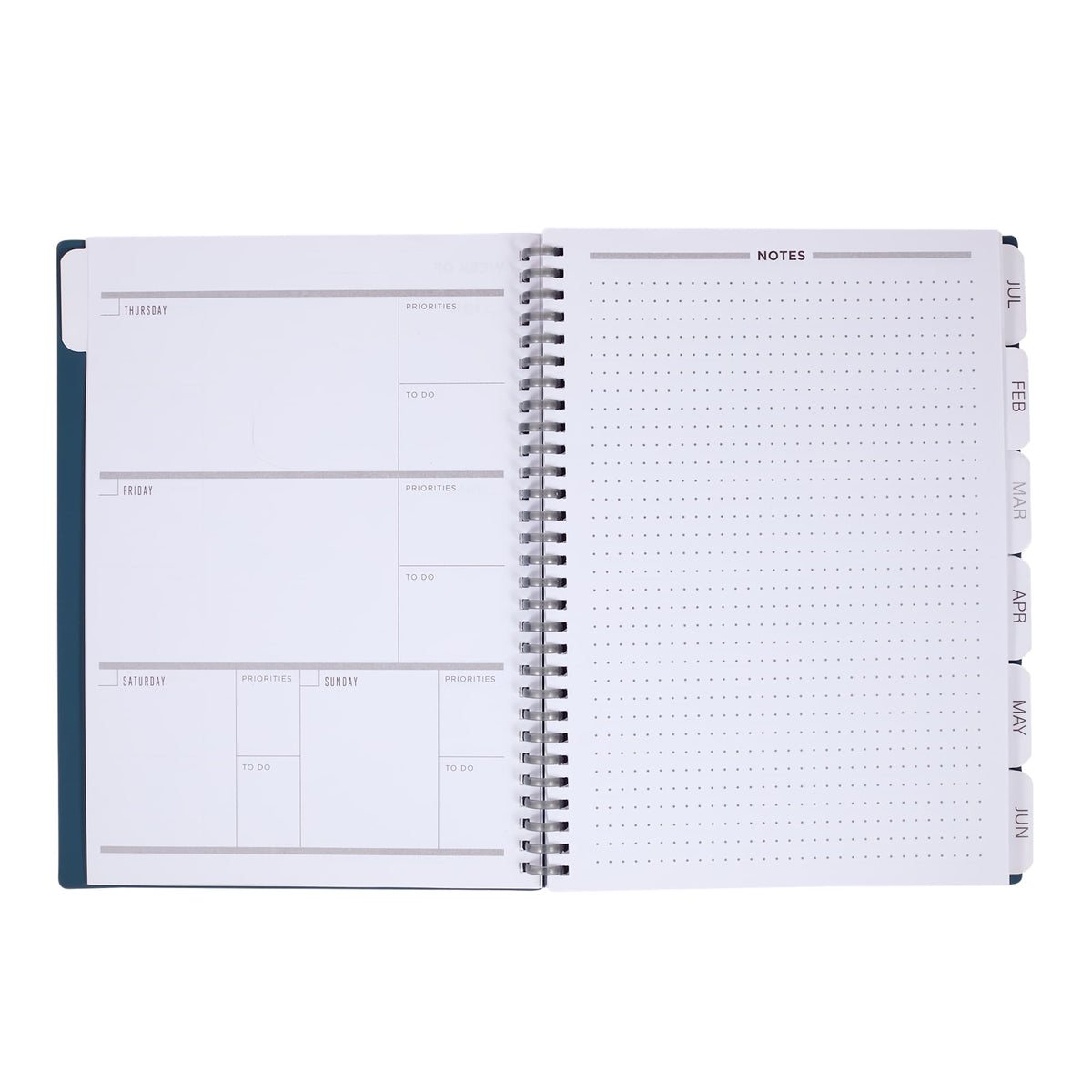 Wellable Plan Well Undated Planner, 7 x 10 Inches Debossing - Navy - Open