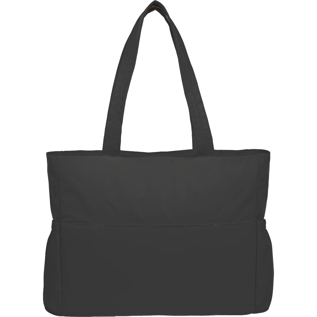 Wellable Recycled Sport Tote with Yoga Mat Storage Embroidery - Black - Back
