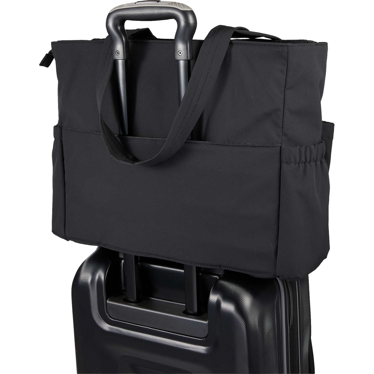Wellable Recycled Sport Tote with Yoga Mat Storage Embroidery - Black - Detail