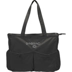 Wellable Recycled Sport Tote with Yoga Mat Storage Embroidery - Black - Front