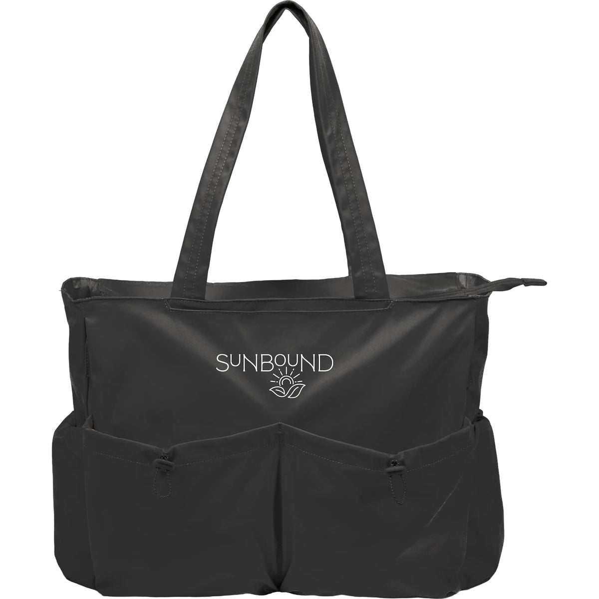 Wellable Recycled Sport Tote with Yoga Mat Storage Embroidery - Black - Front