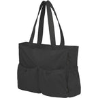 Wellable Recycled Sport Tote with Yoga Mat Storage Embroidery - Black - Left Angle