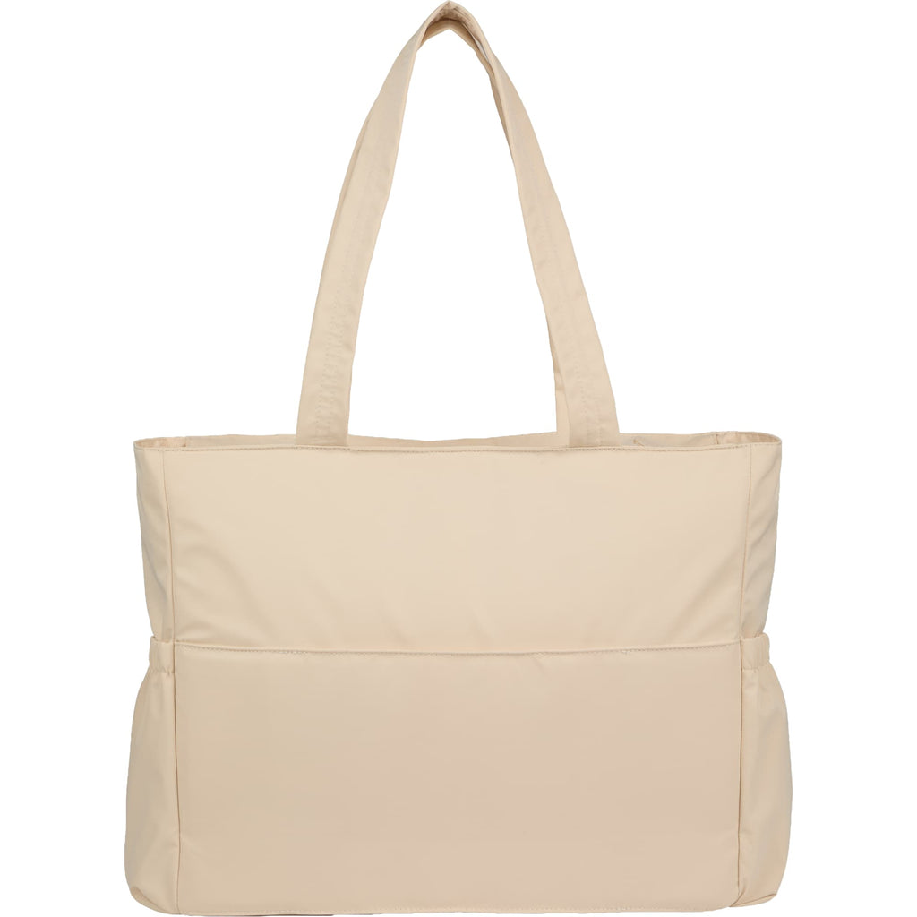 Wellable Recycled Sport Tote with Yoga Mat Storage Embroidery - Cream - Back
