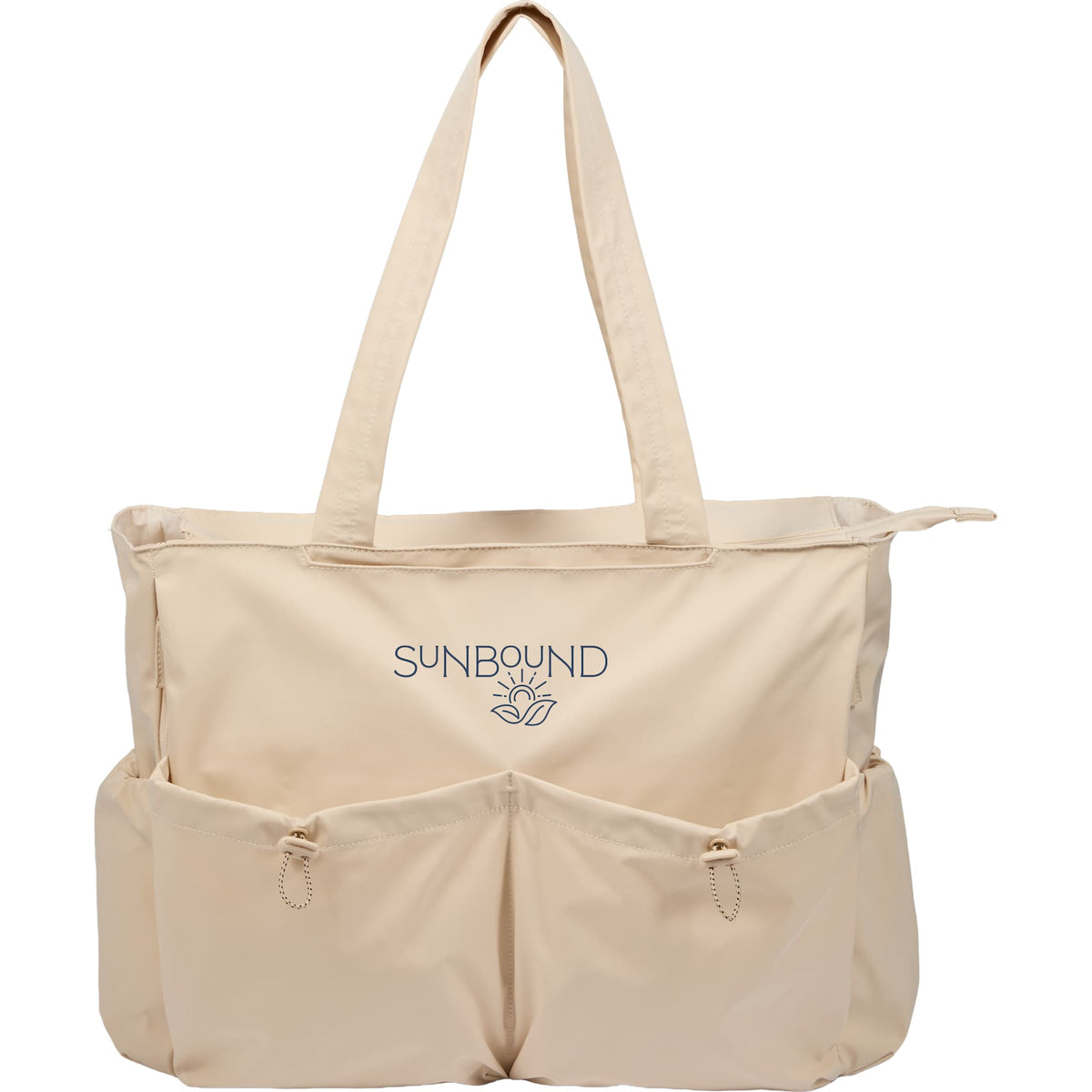 Wellable Recycled Sport Tote with Yoga Mat Storage Embroidery - Cream - Front