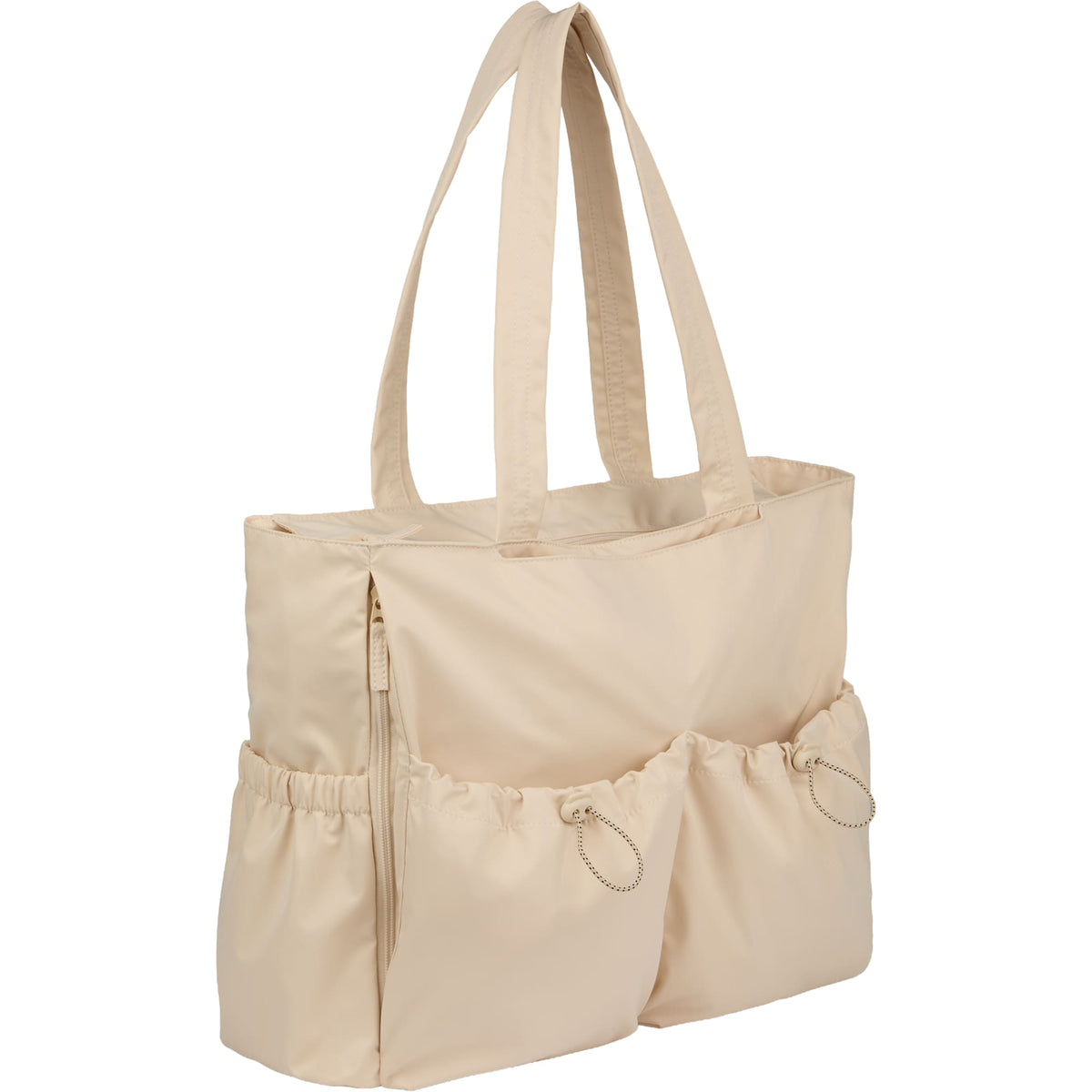Wellable Recycled Sport Tote with Yoga Mat Storage Embroidery - Cream - Right Angle
