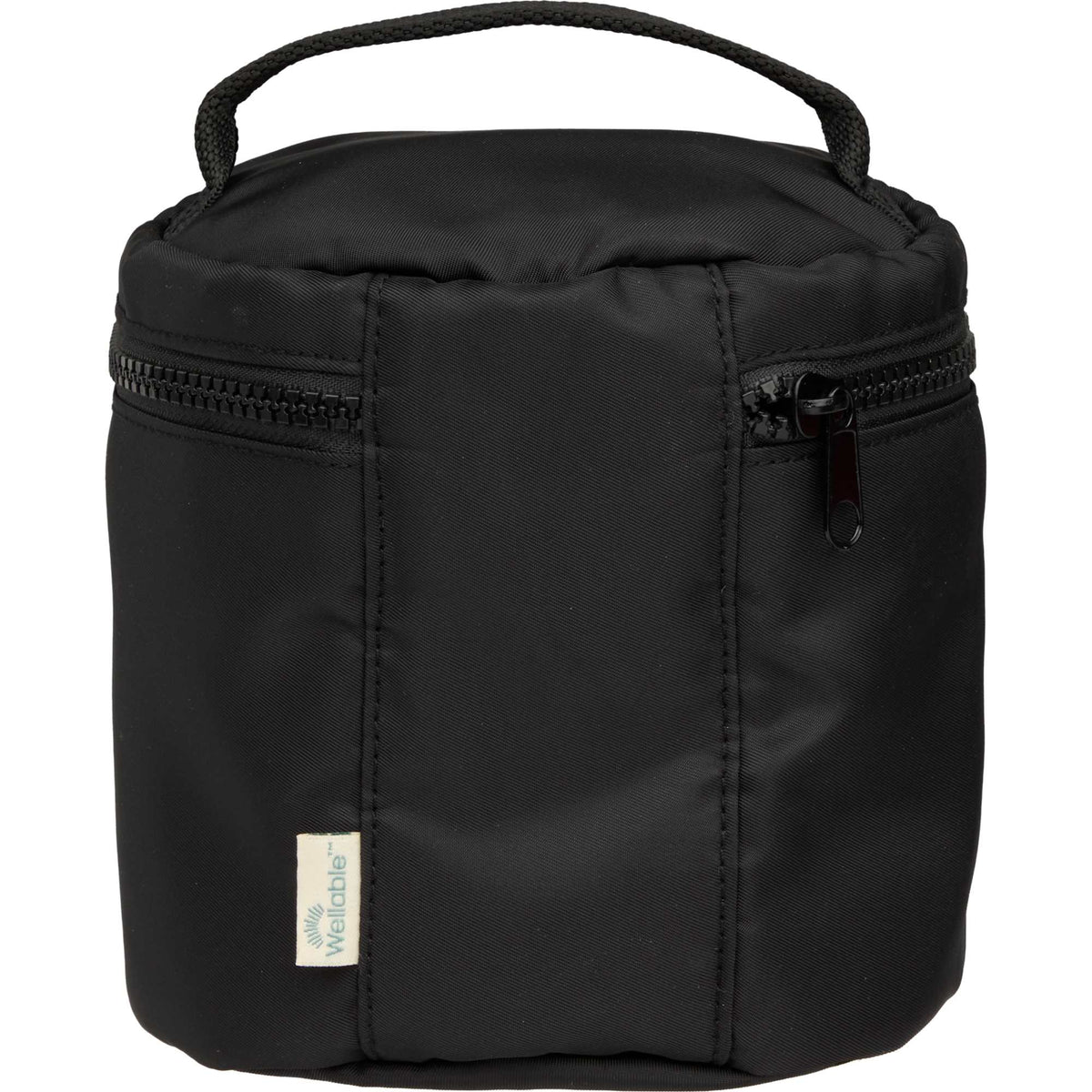Wellable Round Travel Case in Recycled Polyester Transfer - Black - Back