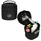 Wellable Round Travel Case in Recycled Polyester Transfer - Black - Front 2