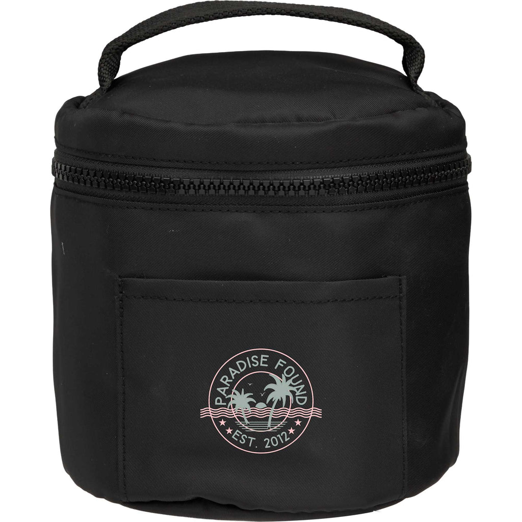 Wellable Round Travel Case in Recycled Polyester Transfer - Black - Front