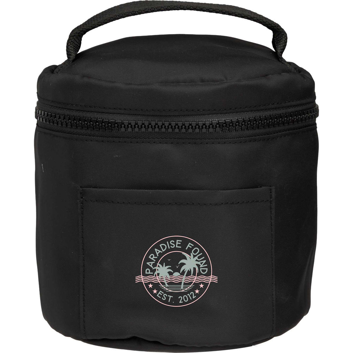 Wellable Round Travel Case in Recycled Polyester Transfer - Black - Front