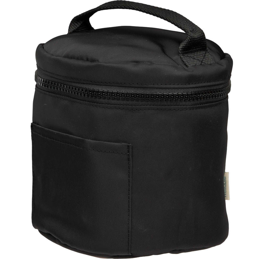 Wellable Round Travel Case in Recycled Polyester Transfer - Black - Left Angle