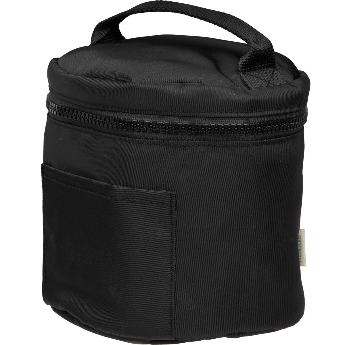Wellable Round Travel Case in Recycled Polyester Transfer - Black - Left Angle