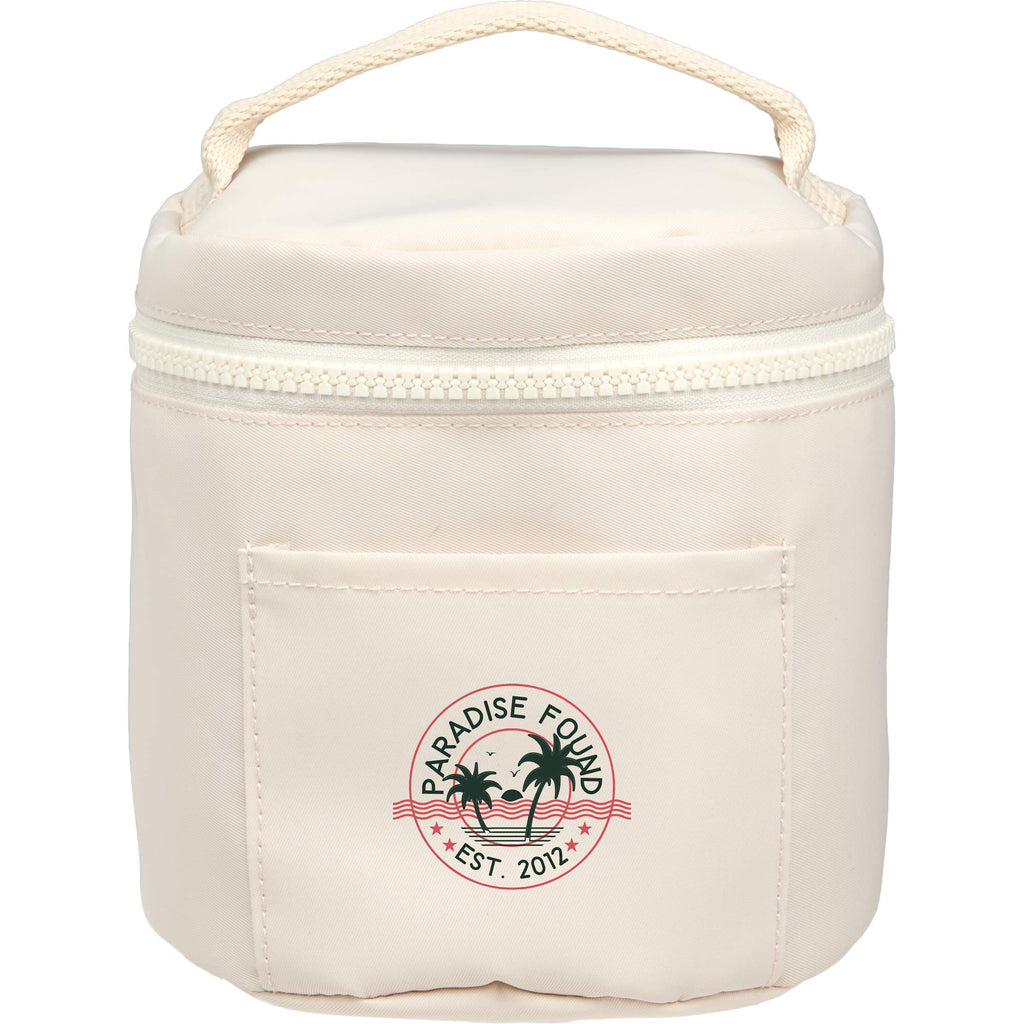 Wellable Round Travel Case in Recycled Polyester Transfer - Natural - Front
