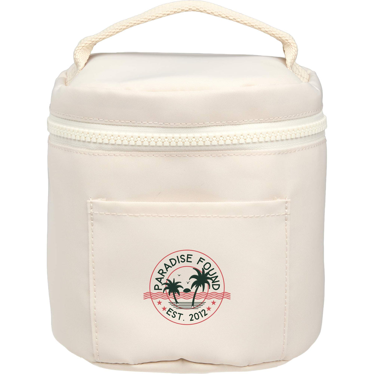 Wellable Round Travel Case in Recycled Polyester Transfer - Natural - Front