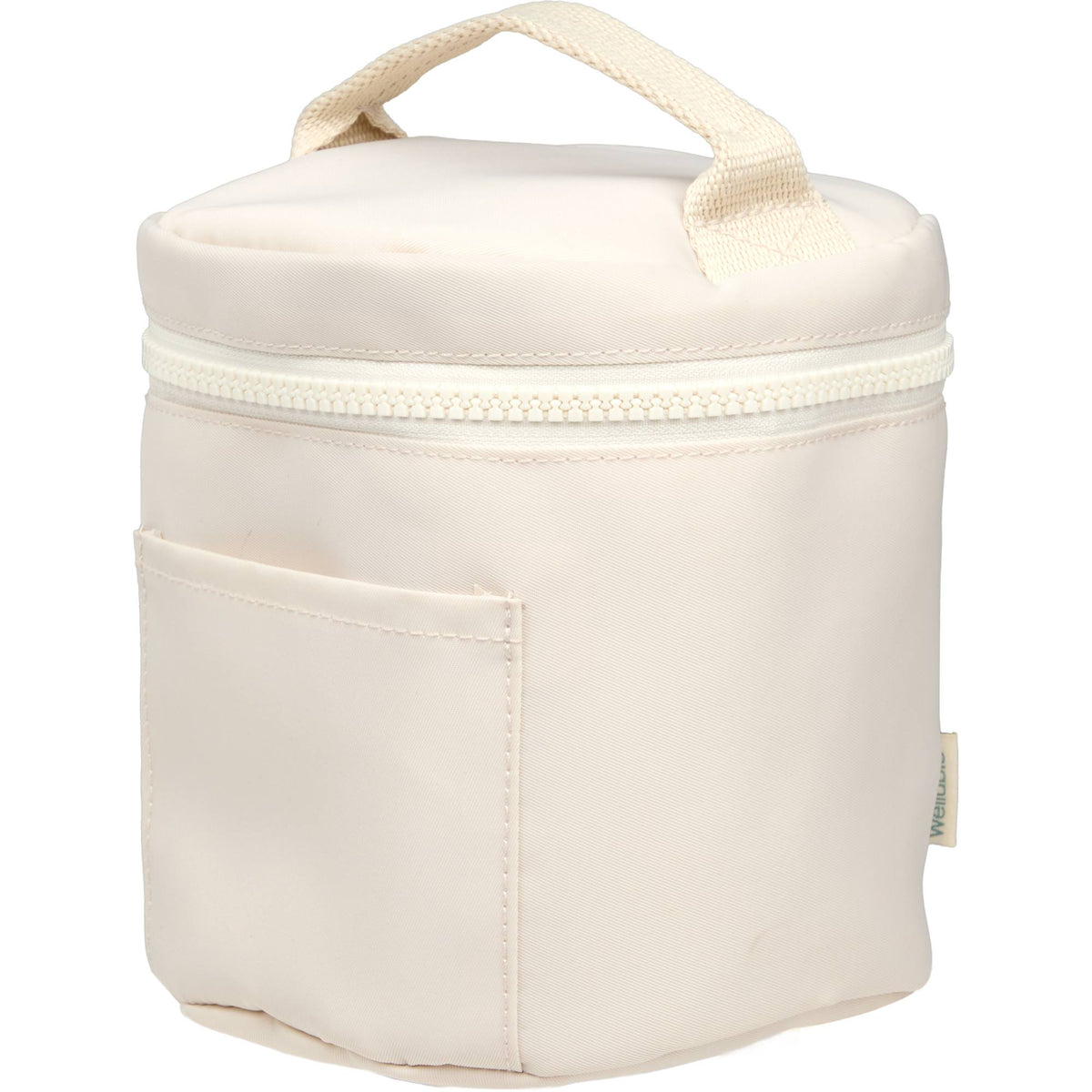 Wellable Round Travel Case in Recycled Polyester Transfer - Natural - Left Angle