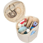 Wellable Round Travel Case in Recycled Polyester Transfer - Natural - Propped