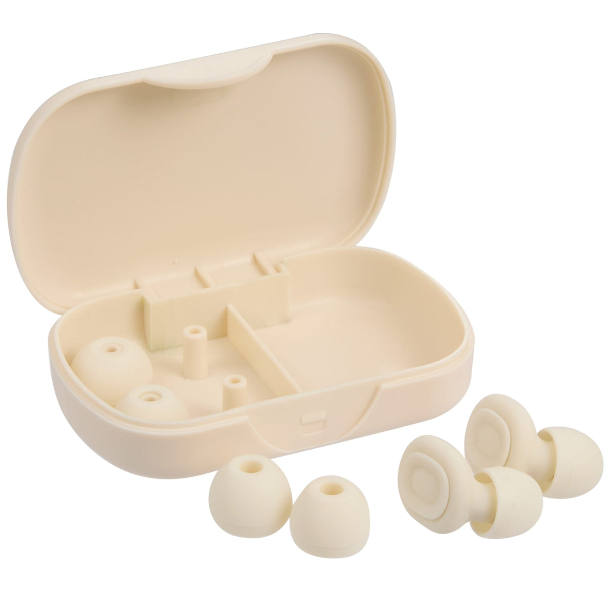 Wellable Silicone Ear Plugs with Carry Case Full Color - Cream - Components