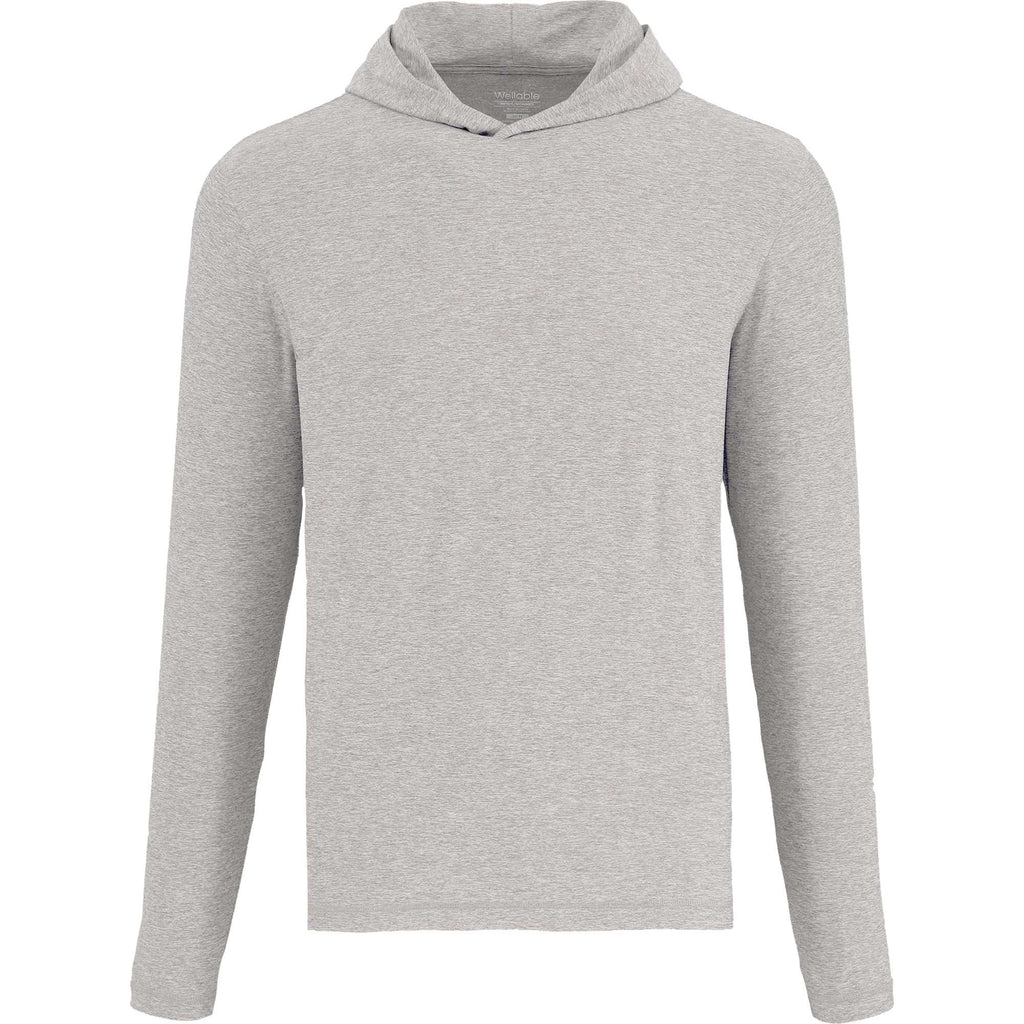 Wellable Stretch Knit Hoodie for Men Transfer - Fossil Heather - Front