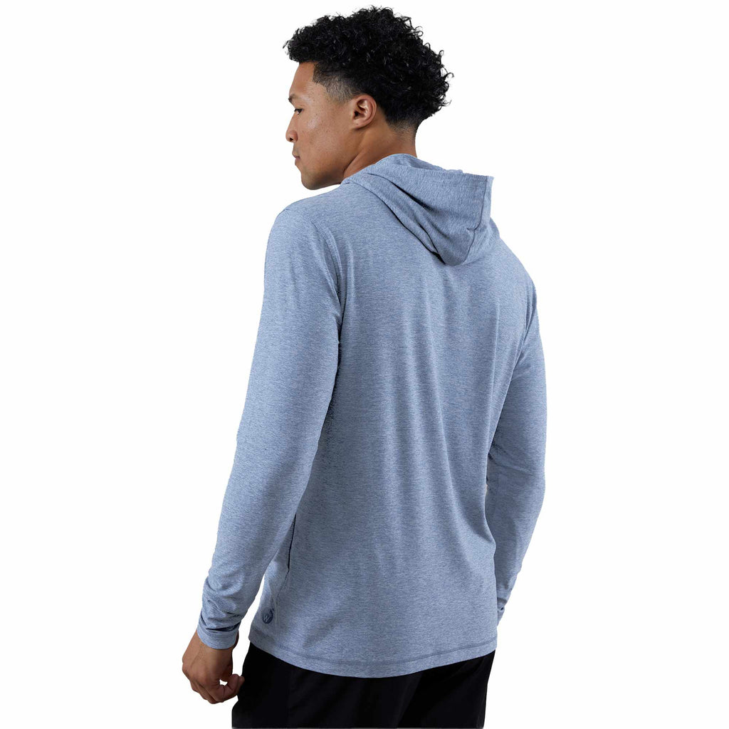 Wellable Stretch Knit Hoodie for Men Transfer - Moonlight Blue Heather - Back 2