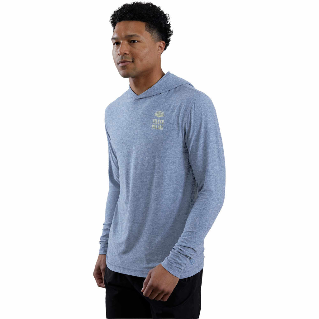 Wellable Stretch Knit Hoodie for Men Transfer - Moonlight Blue Heather - Front 2