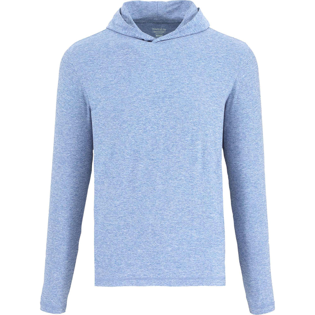 Wellable Stretch Knit Hoodie for Men Transfer - Moonlight Blue Heather - Front