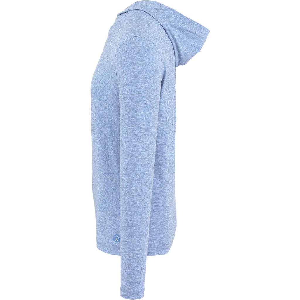 Wellable Stretch Knit Hoodie for Men Transfer - Moonlight Blue Heather - Left Side