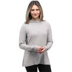 Wellable Stretch Knit Hoodie for Women Embroidery - Fossil Heather - Front On Model