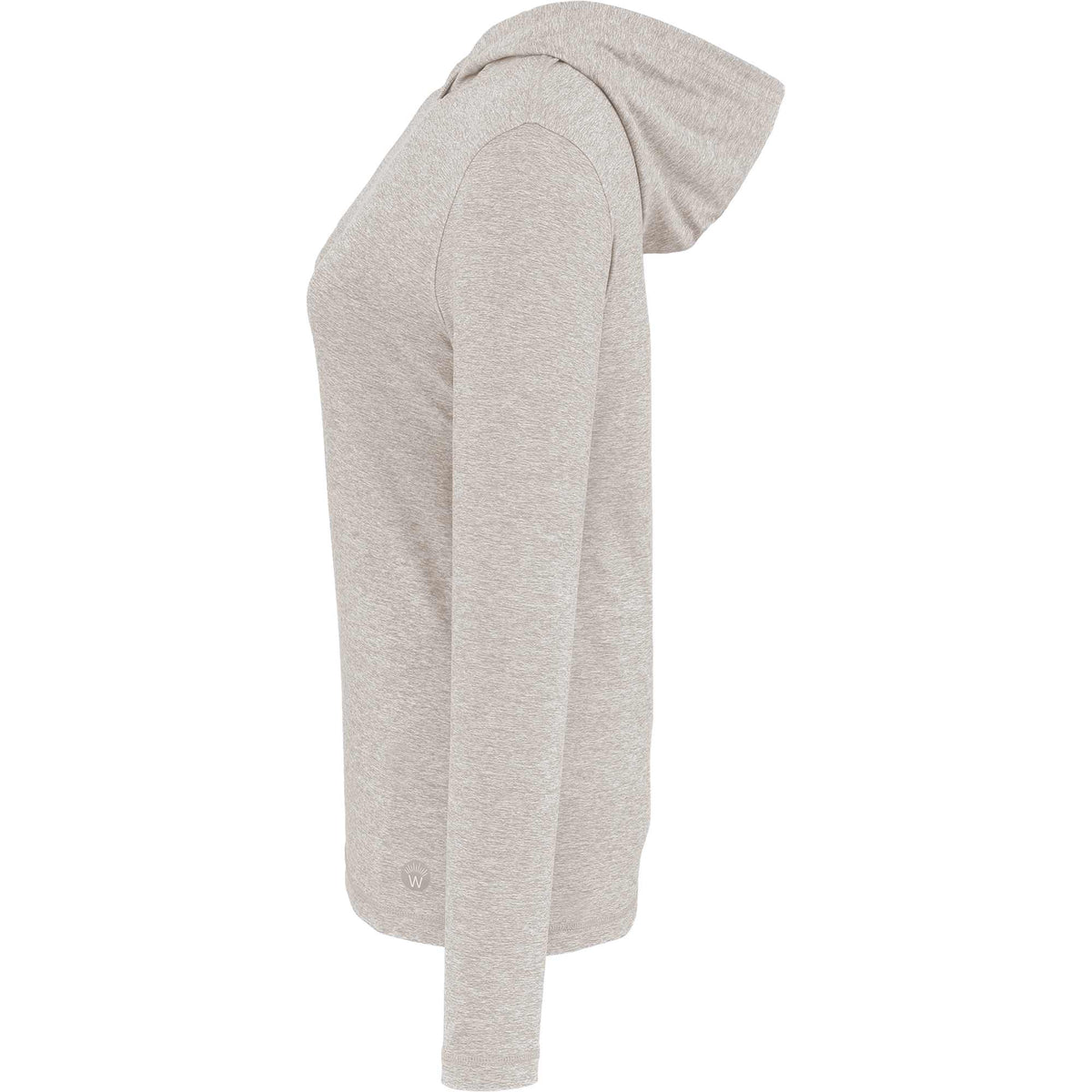 Wellable Stretch Knit Hoodie for Women Embroidery - Fossil Heather - Left Side