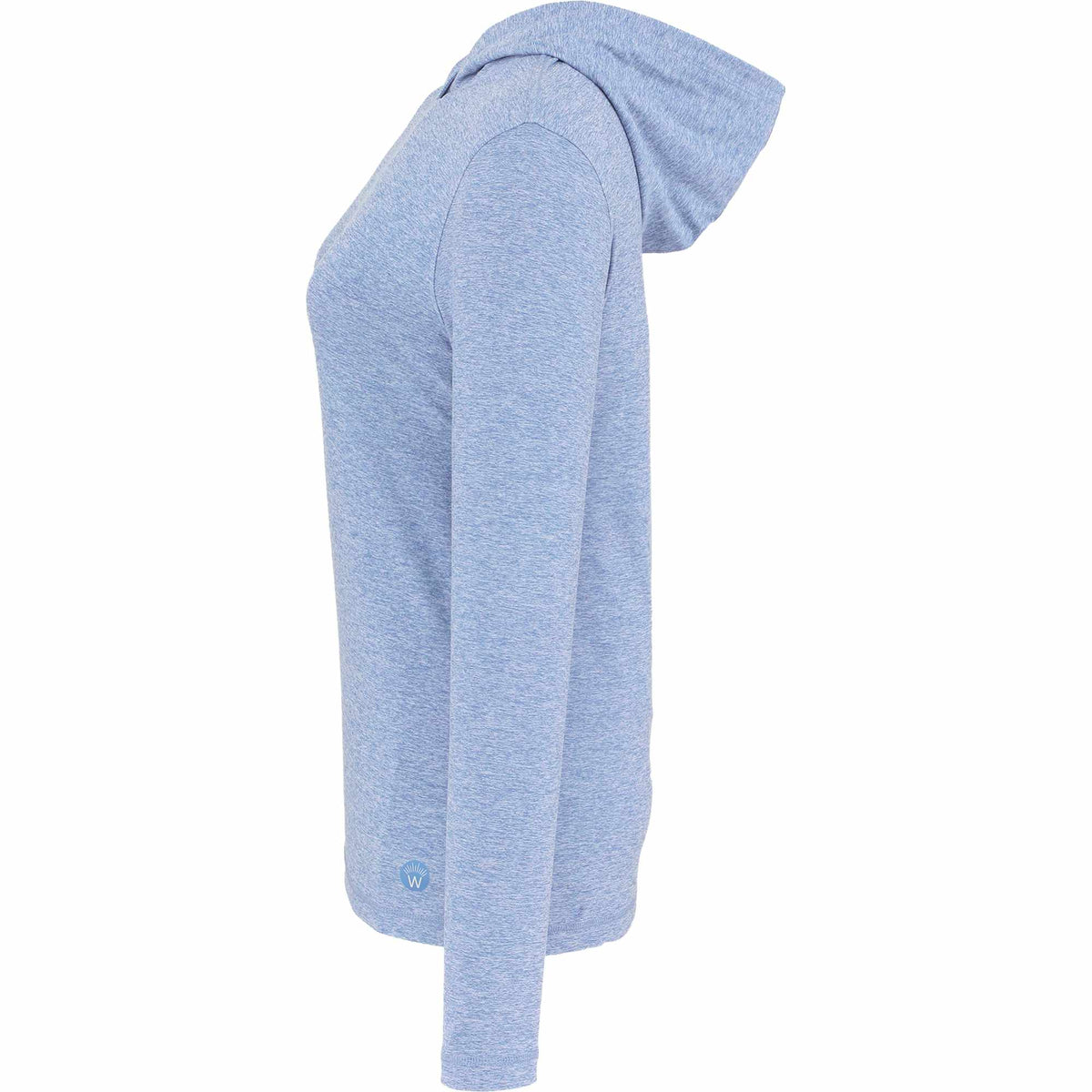 Wellable Stretch Knit Hoodie for Women Embroidery - Moonlight Blue Heather - Left Side