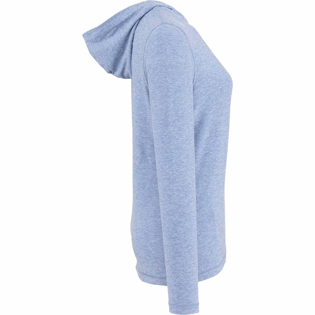 Wellable Stretch Knit Hoodie for Women Embroidery - Moonlight Blue Heather - Right Side