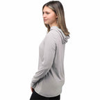 Wellable Stretch Knit Hoodie for Women Transfer - Fossil Heather - Back On Model