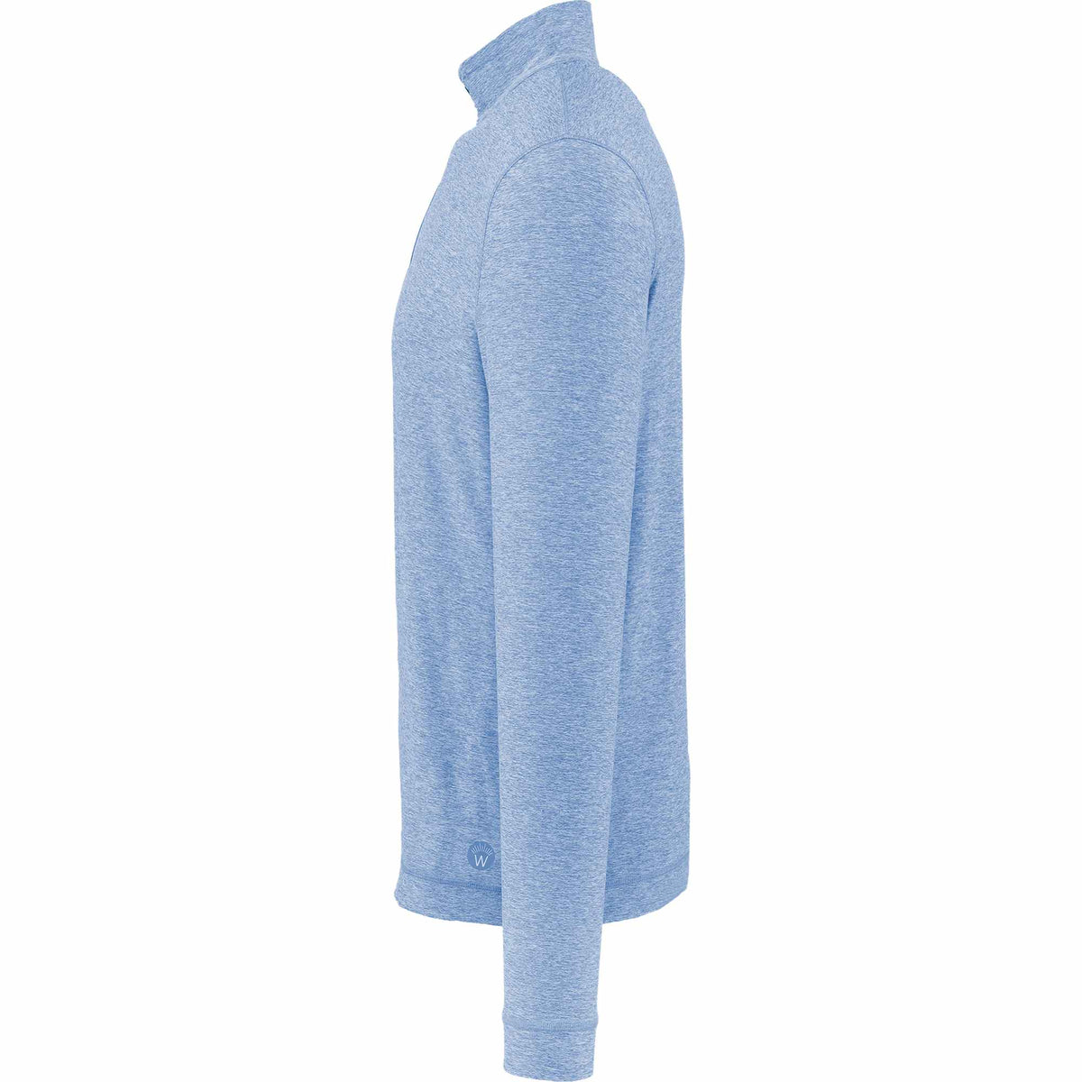 Wellable Stretch Knit Quarter Zip for Men Embroidery - Moonlight Blue Heather - Left Side